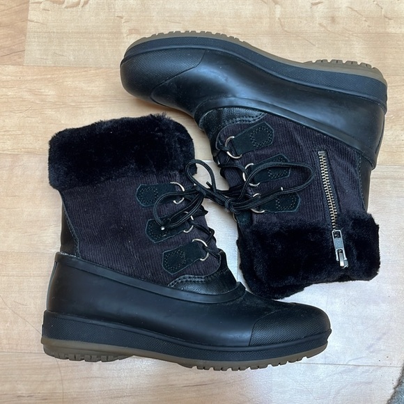 NWOB Sperry Women’s Pacifica Alpine Rain Boot Black Corduory/Faux Fur size 6 - Picture 5 of 8